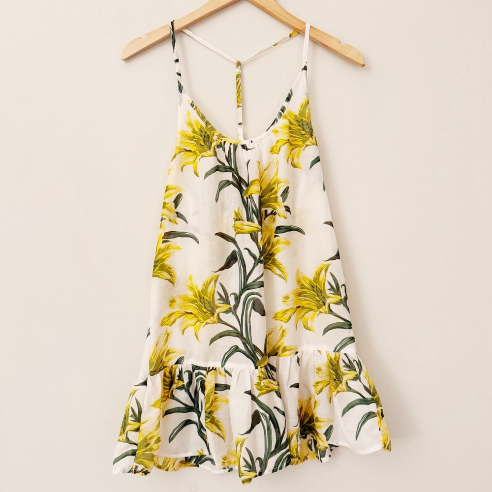 ASOS White and Yellow Strappy Floral Print Sundress Size 0